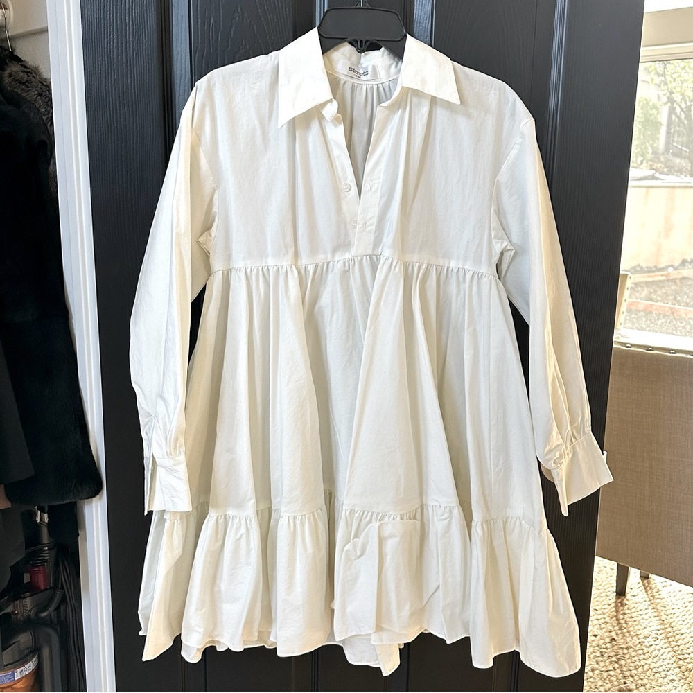 Storets collared shirt dress with tiered bottom size S/M